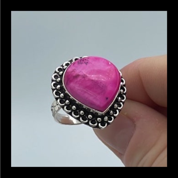 Pink Dendrite 925 Silver Ring - Picture 3 of 5